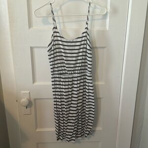 Girls Blue and white striped dress.